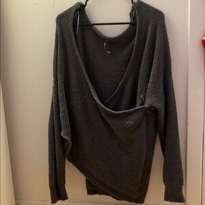 Design Lab Dark Gray fuzzy  V-Neck Sweater never worn